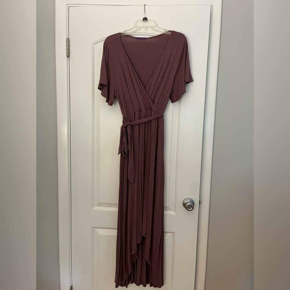 West Kei Flutter Sleeve High/Low Wrap Dress